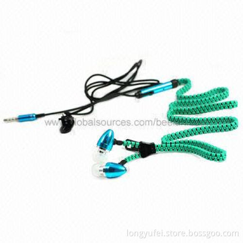 Earphones for iPhone/iPod/MP3/MP4 Players, with Special Zipper-like Cable